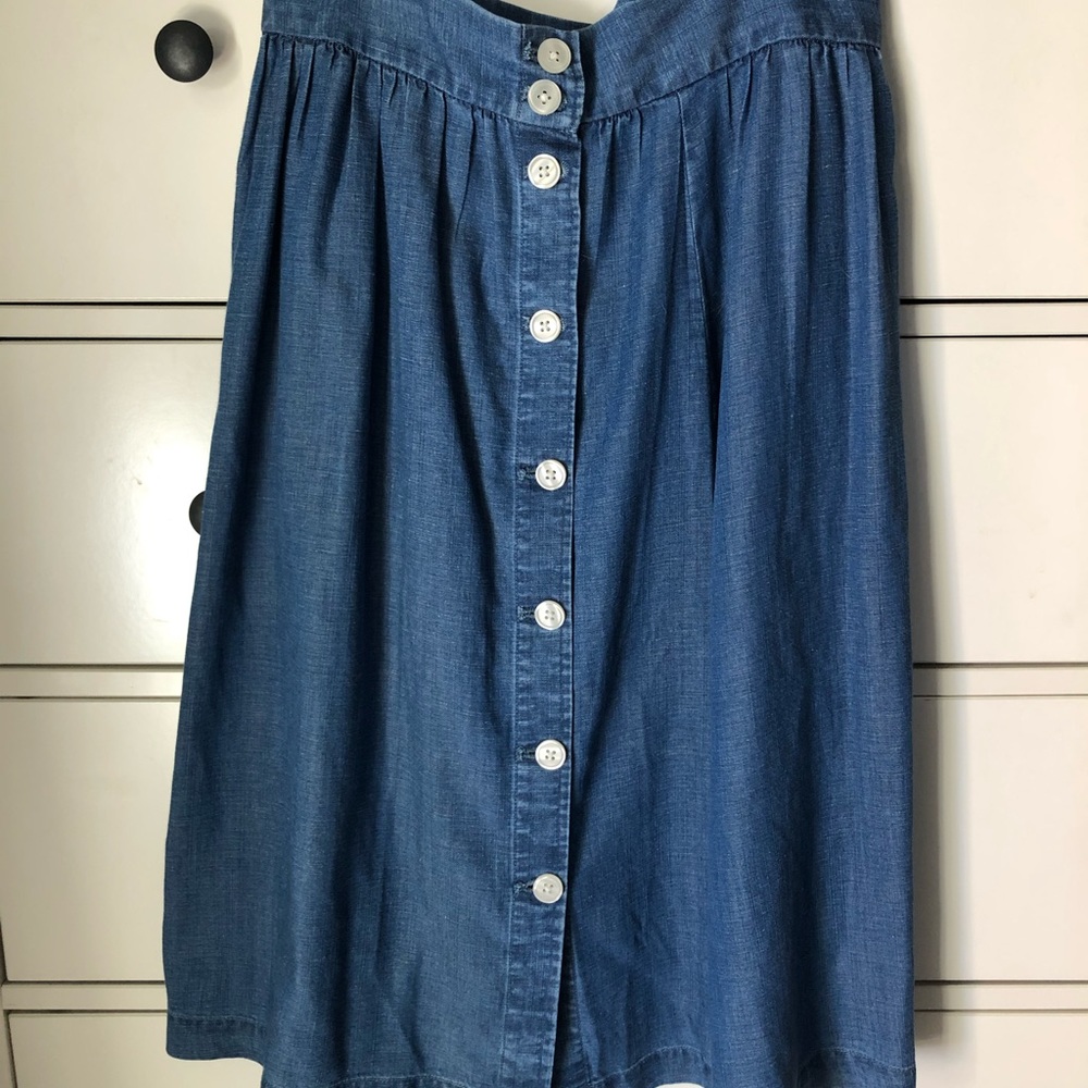 Loft Blue Chambray Skirt - Midi